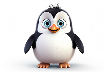 cute cartoon penguin monster on white background