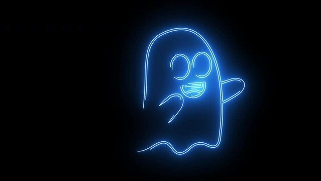 animated video of a ghost shape with a neon saber effect