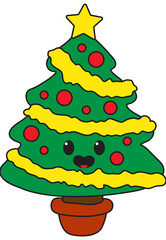 Christmas tree cute, christmas character 