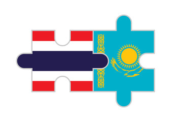 puzzle pieces of thailand and kazakhstan flags. vector illustration isolated on white background