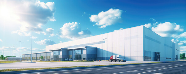 Modern new industrial or factory building. Logistics warehouse