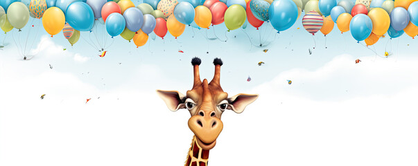 Naklejka premium Funny cartoon giraffe on white background.