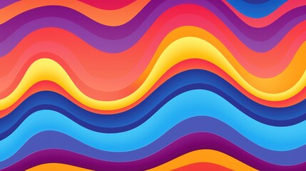 Obraz premium Rainbow groovy wavy line design in 1970s hippie retro style abstract background.