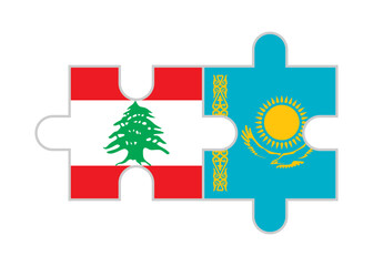 puzzle pieces of lebanon and kazakhstan flags. vector illustration isolated on white background