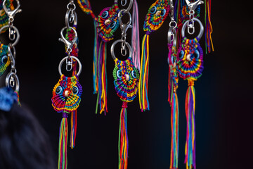 Interior decoration, Handmade colorful hanging gift items for decoration display at shop.