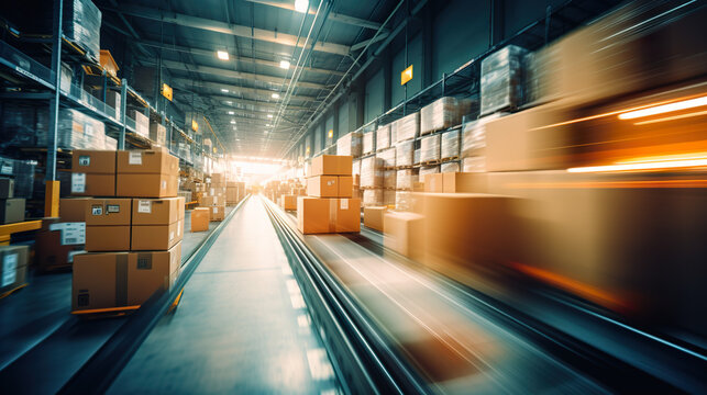 Blurred movement of parcels within the logistics department