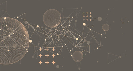 Abstract sphere background with plexus effect. 3D surface.