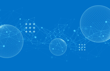 Abstract sphere background with plexus effect. 3D surface.