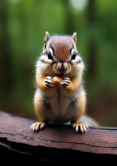 Naklejka na ściany i meble Vertical closeup video of a chipmunk eating nuts.