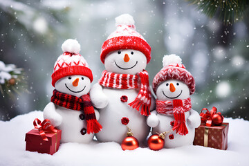 snowman and christmas tree