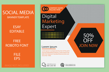Digital business marketing banner for social media post template design