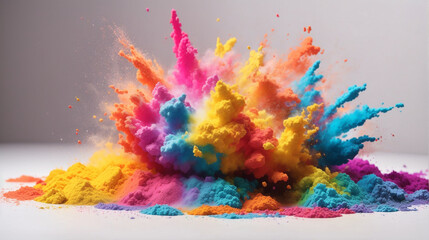 Fototapeta na wymiar Colored powder explosion Paint holi Colorful, generative ai