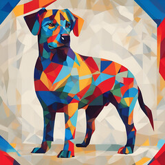 Obraz premium A dog with geometric patterns