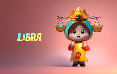 Cute, colorful zodiac signs, illustrated with 3d characters