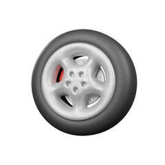 Wheel and disc brake spare parts for repair or maintenance. vehicle car parts garage and service concept. 3d render icon.