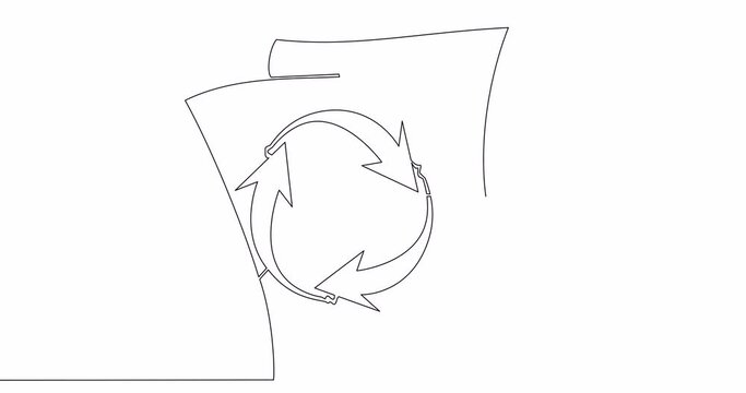 Self drawing line animation Copy documents flow continuous one single line drawn concept video
