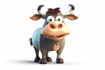 Bull cartoon funny character. Zoo mammal. Generate Ai