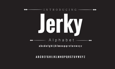 Jerky Modern Bold Font. Sans Serif Font. Regular Italic Uppercase Lowercase Typography urban style alphabet fonts for fashion, sport, technology, digital, movie, logo design, vector illustration