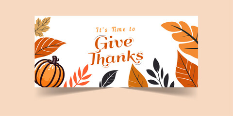 Give Thanks Cover Banner Template, Thanksgiing page decoration
