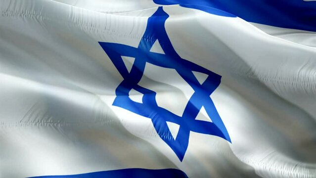 Israel flag. National 3d Israeli flag waving. Sign of Israel seamless loop animation. Jewish flag HD Background. Israel flag Closeup 1080p HD video for presentation Eilat tourism Jerusalem
