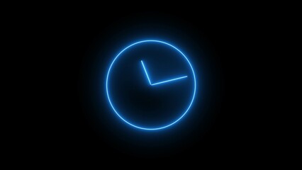 abstract glowing neon clock illustration background  4k 