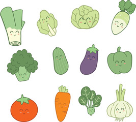 Cartoon vegetable characters collection