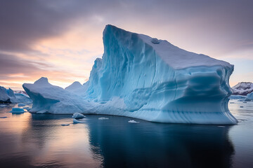 Floating Iceberg. Melting Glacier. Ecology concept. - obrazy, fototapety, plakaty