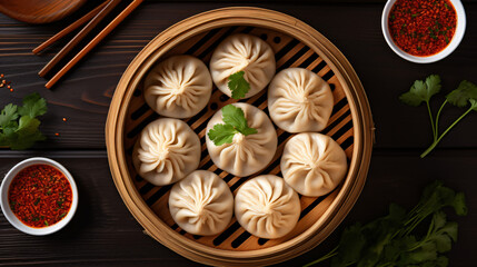 Obraz na płótnie Canvas Xiaolongbao - traditional steamed dumplings.