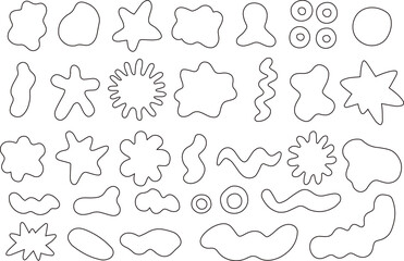 Vector Geometric Abstract shapes set. Brutal contemporary figure star and other primitive elements. Collection trendy halftone vector geometric shapes.