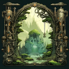 Fantasy Detailed Background Scene.  Generated Image.
A digital rendering of a fantasy background scene.  