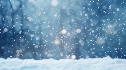 Naklejka premium Snowy forest background, winter wonderland, snow covered trees, sky, tranquil scene