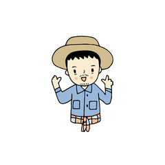 Smart farmer, hand drawn style vector illustration