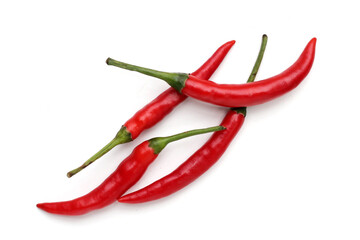Red chili peppers on white background
