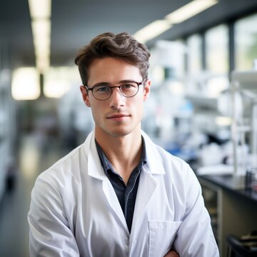 A male researcher carrying out scientific research in a lab