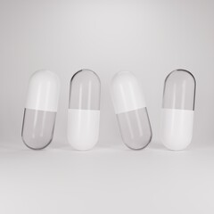 capsules on white background , 3d render