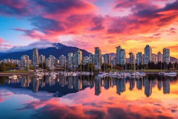 Fototapeta na wymiar Vancouver cityscape, Vancouver, America, Beautiful view of Vancouver, British Columbia, Canada, AI Generated