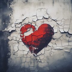 broken heart in the wall texture, wall, grunge, paint, pattern, old, heart, cracked, crack, aged, surface, love, vintage, wood, 