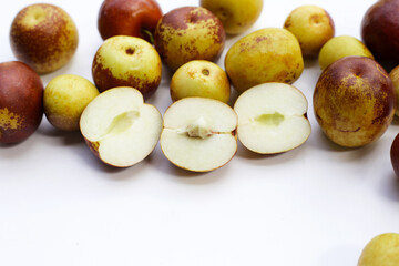 Fresh jujube fruit on white background