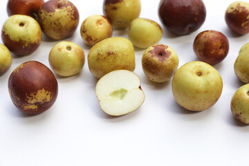 Fresh jujube fruit on white background