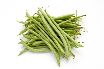 Fresh needle beans on white background
