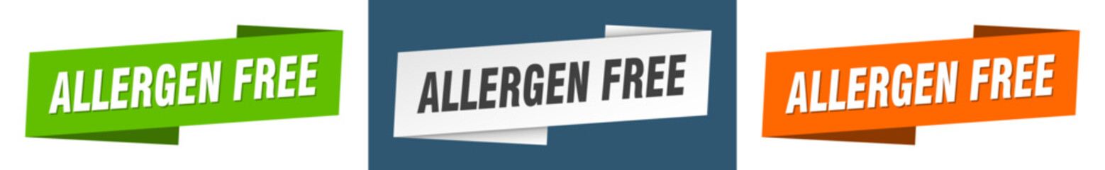 allergen free banner. allergen free ribbon label sign set