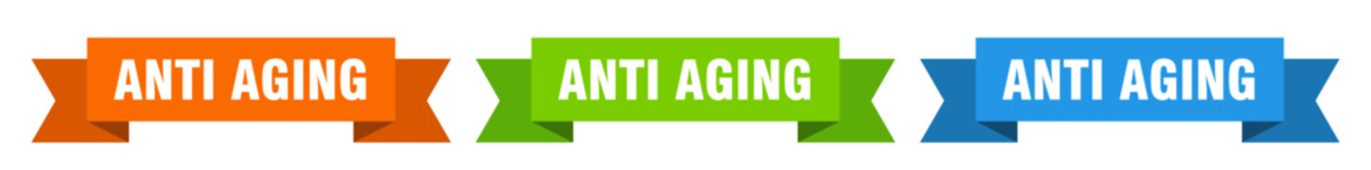 anti aging ribbon. anti aging isolated paper sign. banner