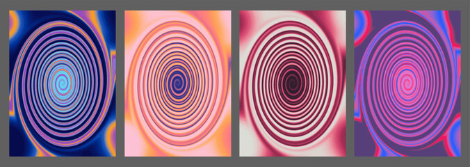 Set of Cool Gradient Posters. Iridescent Texture. Hologram Background.