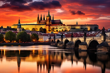 Fototapeta premium charles bridge at sunset