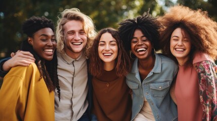 Group of friends smiling together. Generative AI