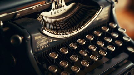 old typewriter with paper. Generative AI