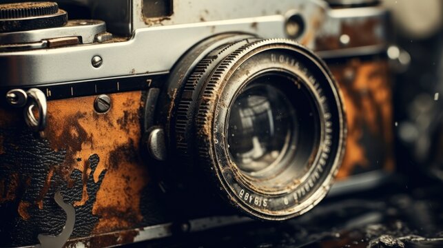 old camera lens. Generative AI