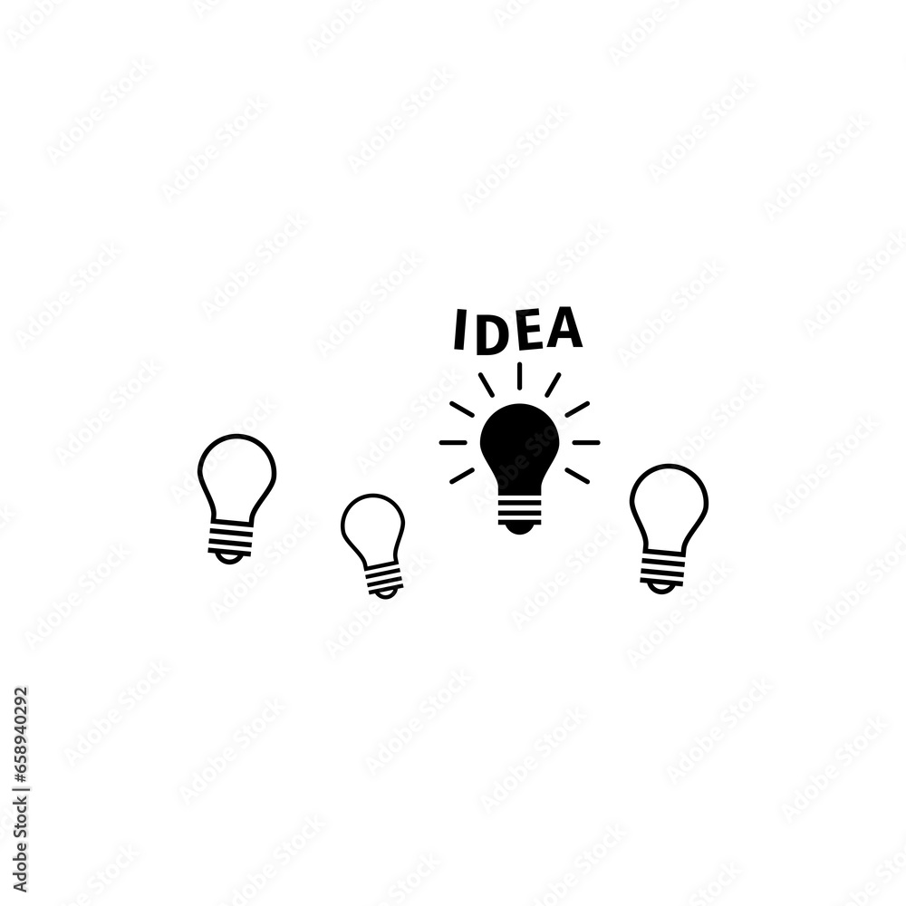 Poster light bulb idea icon isolated on transparent background