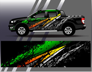 Car wrap design vector.Graphic abstract stripe racing background designs for vehicle, rally, race, adventure and car racing livery