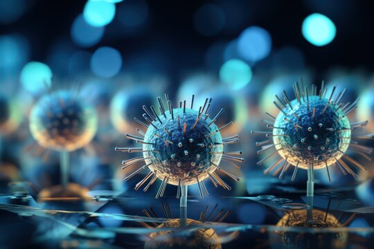Virus with digital background. corona virus 2019. cyber virus. generative ai